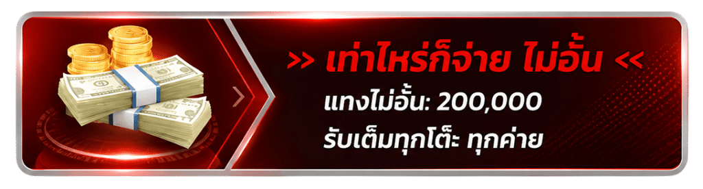 เท่าไหร่ก็จ่าย ไม่อั้น แทงไม่อั้น 200,000 รับเต็มทุกโต๊ะ ทุกค่าย